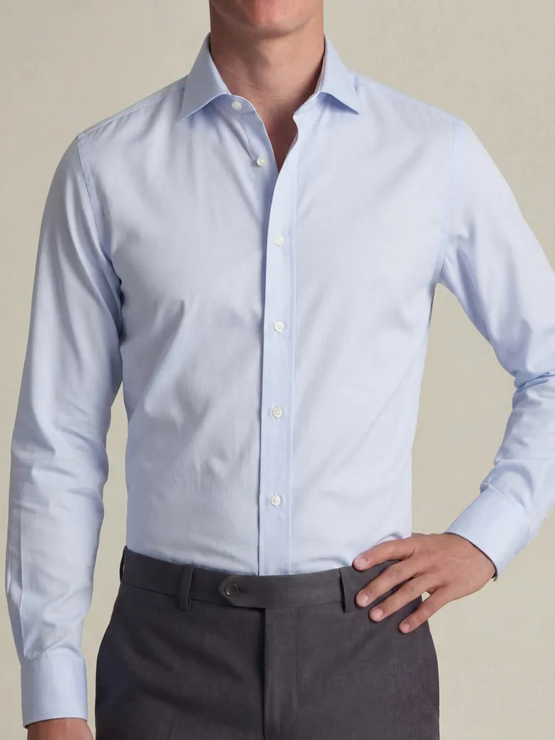 Chemise en pinpoint uni bleu clair facile à repasser
