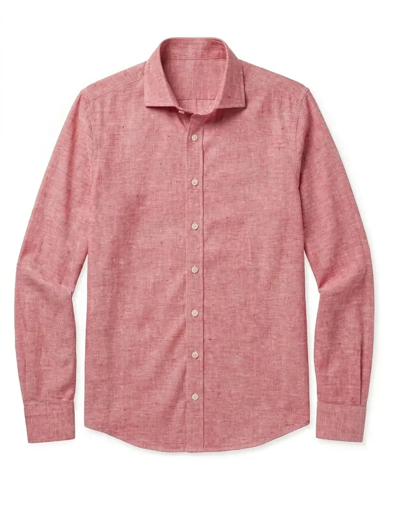 Chemise en lin uni rouge