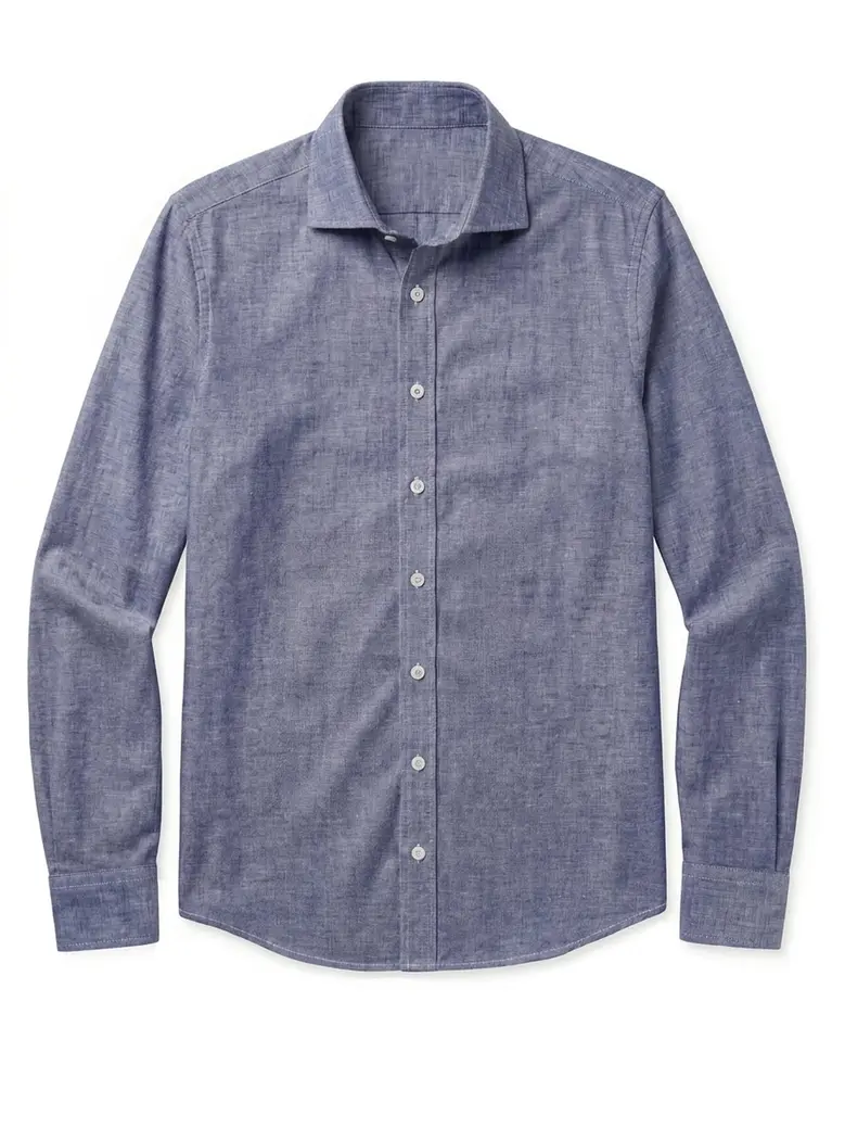 Chemise en lin uni bleu ardoise 