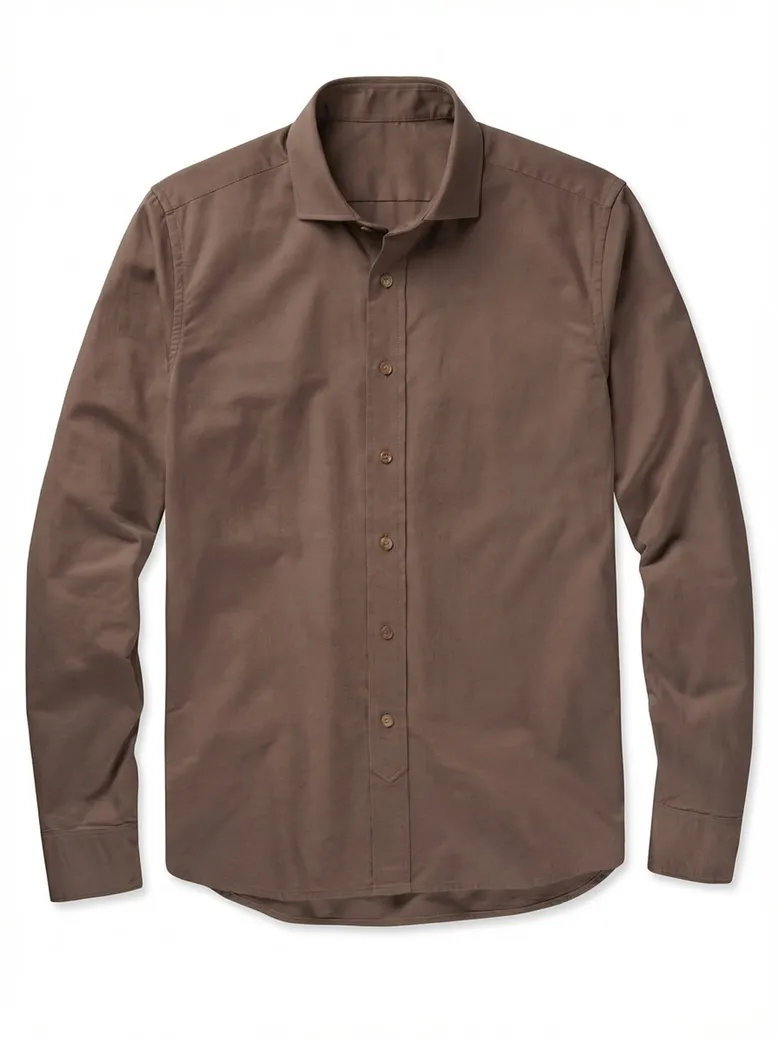 Chemise en gabardine épaisse uni marron