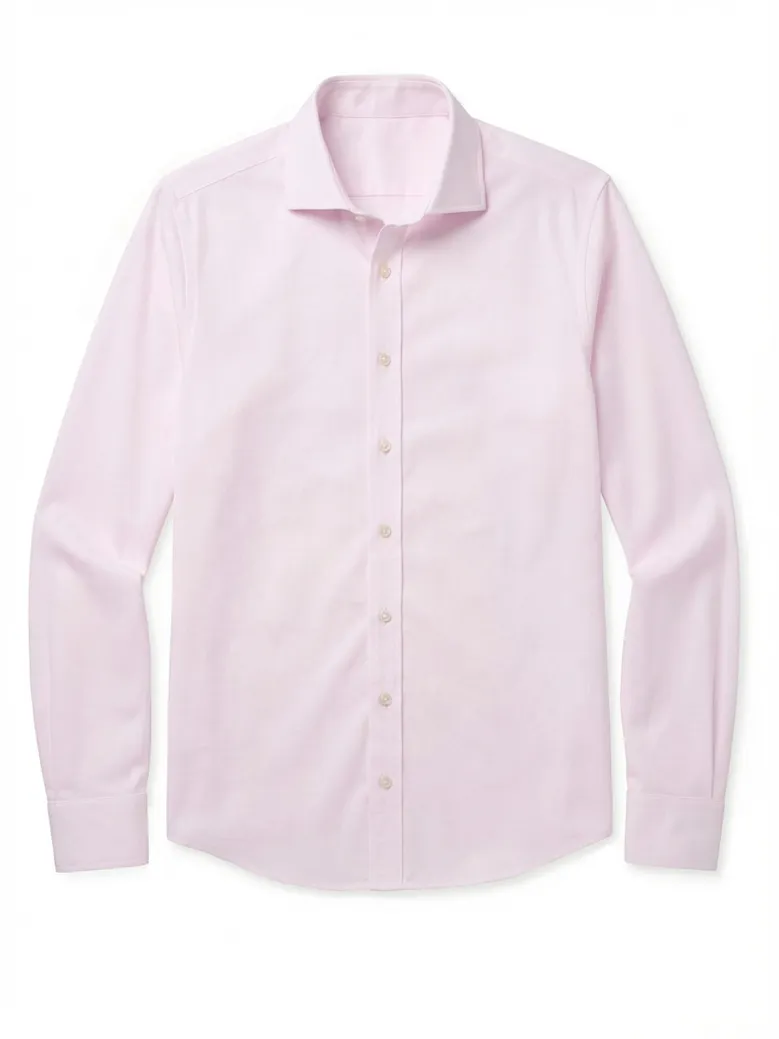 Chemise en popeline uni rose pâle