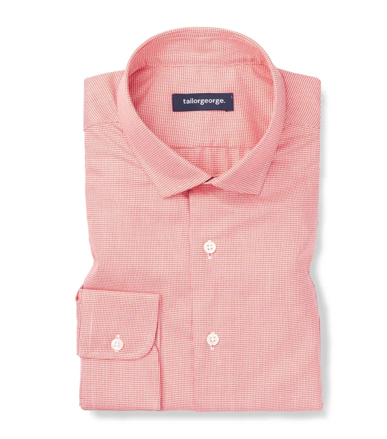 Chemise en twill à carreaux rouge vif facile à repasser