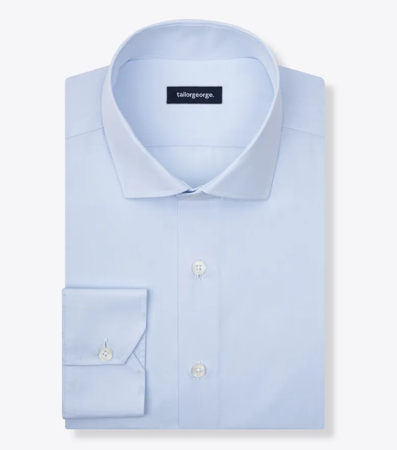 Chemise en popeline unie bleu ciel facile à repasser