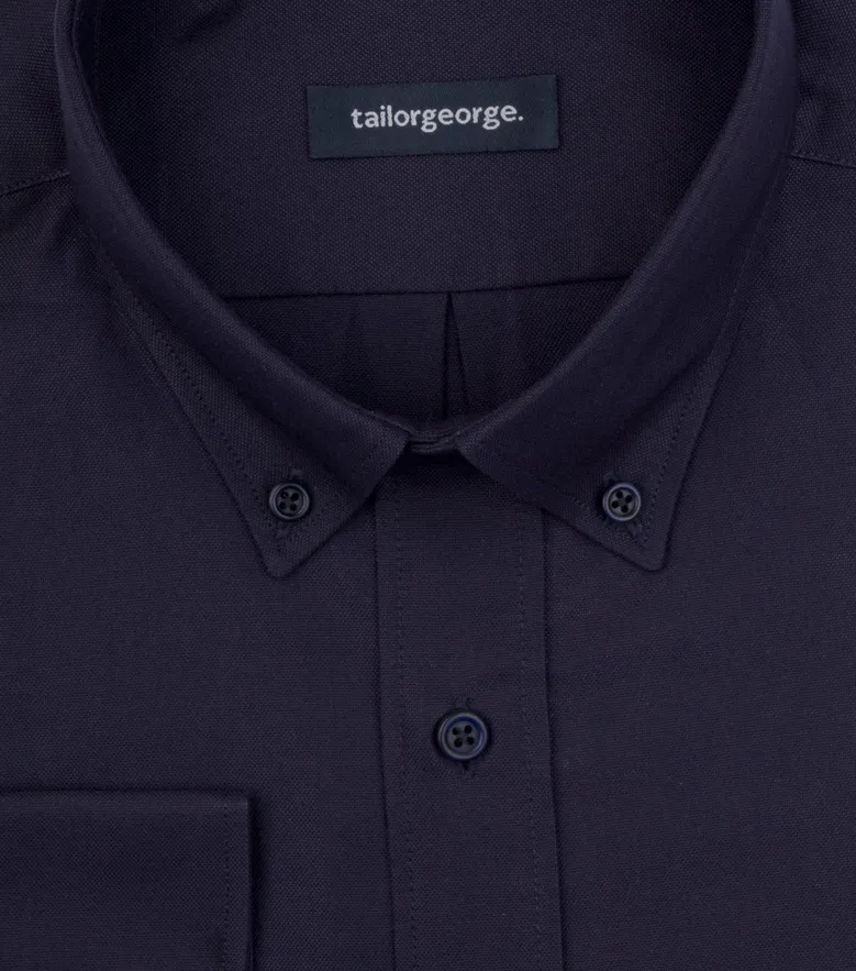 Chemise en Oxford américain épais uni bleu marine