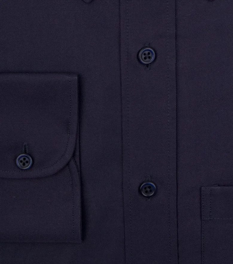 Chemise en Oxford américain épais uni bleu marine