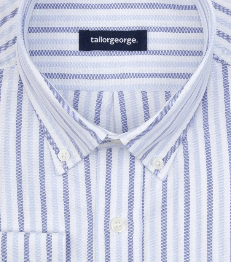 Chemise en Oxford américain épais à rayures bleu ciel