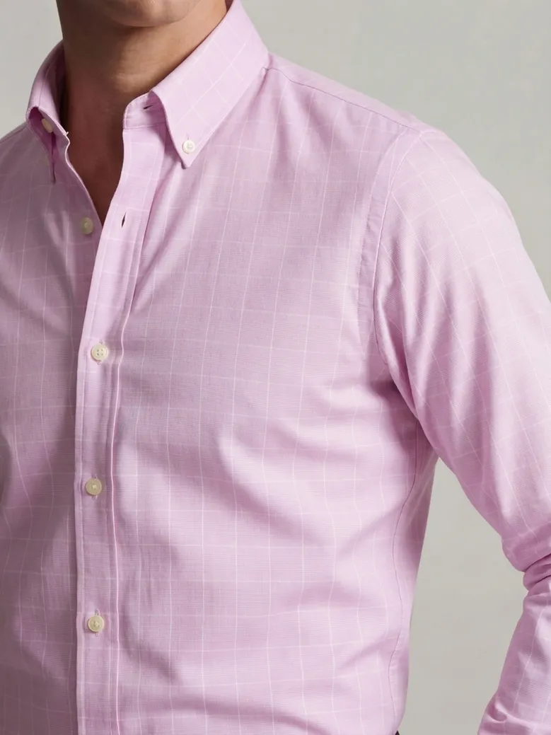 Chemise en twill à carreaux mauve