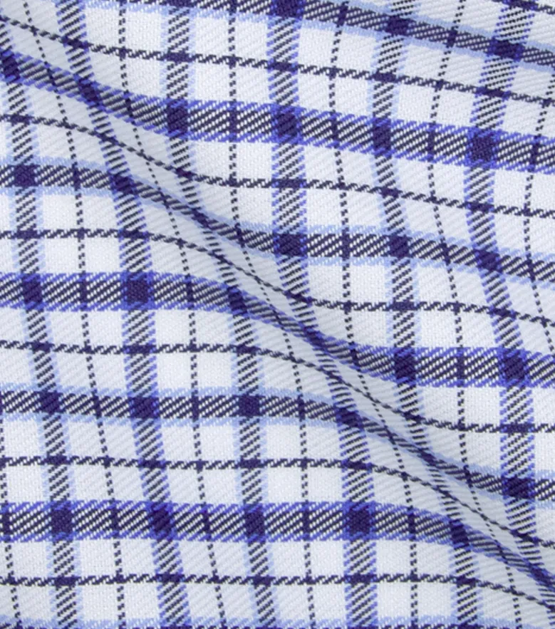 Chemise en twill à carreaux bleus facile à repasser