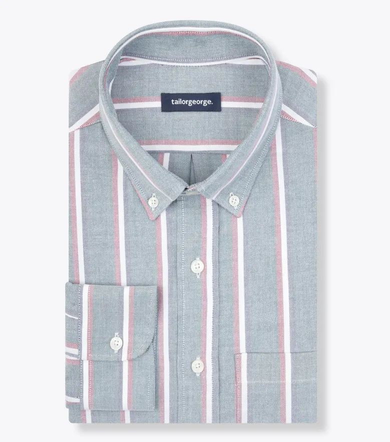 Chemise en Oxford américain épais à rayures gris clair