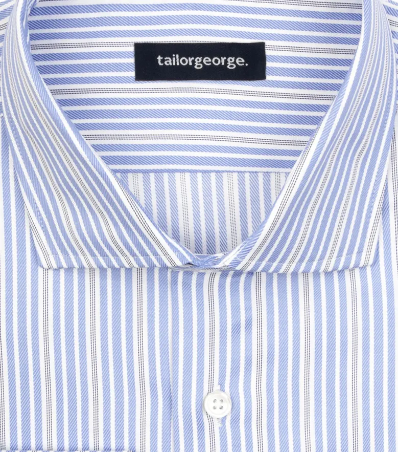 Chemise en twill à rayures bleu