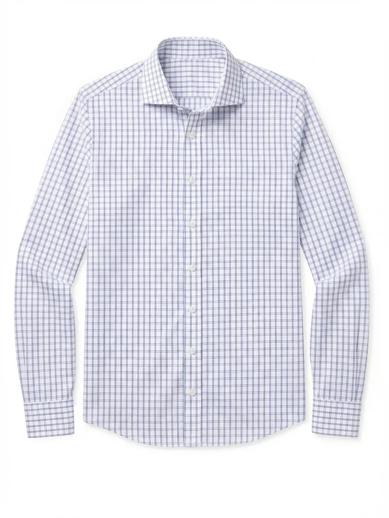 Chemise en popeline à carreaux bleu