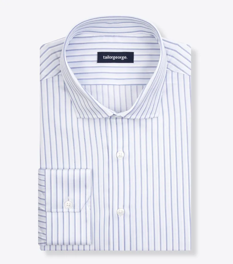 Chemise en twill à rayures bleues et blanches 