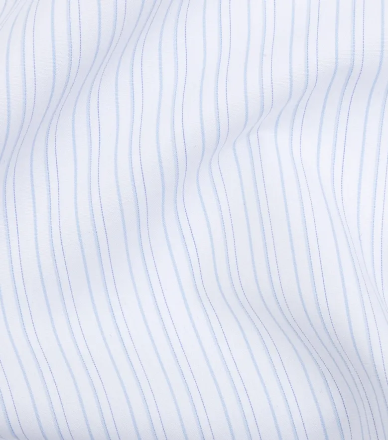 Chemise en popeline à fines rayures bleu ciel