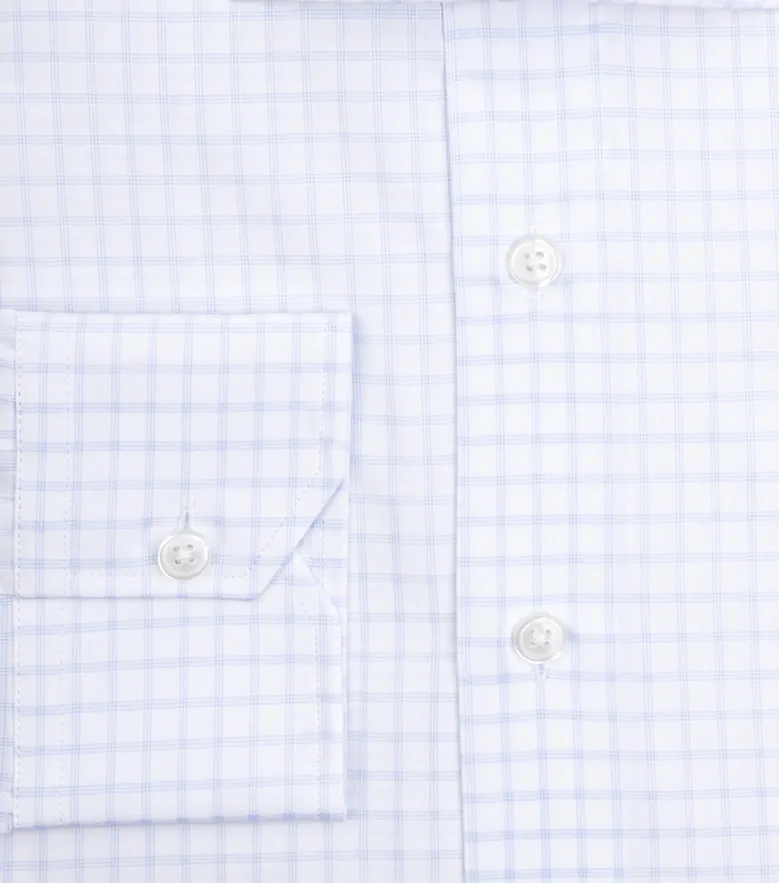 Chemise en popeline à carreaux fins bleu ciel