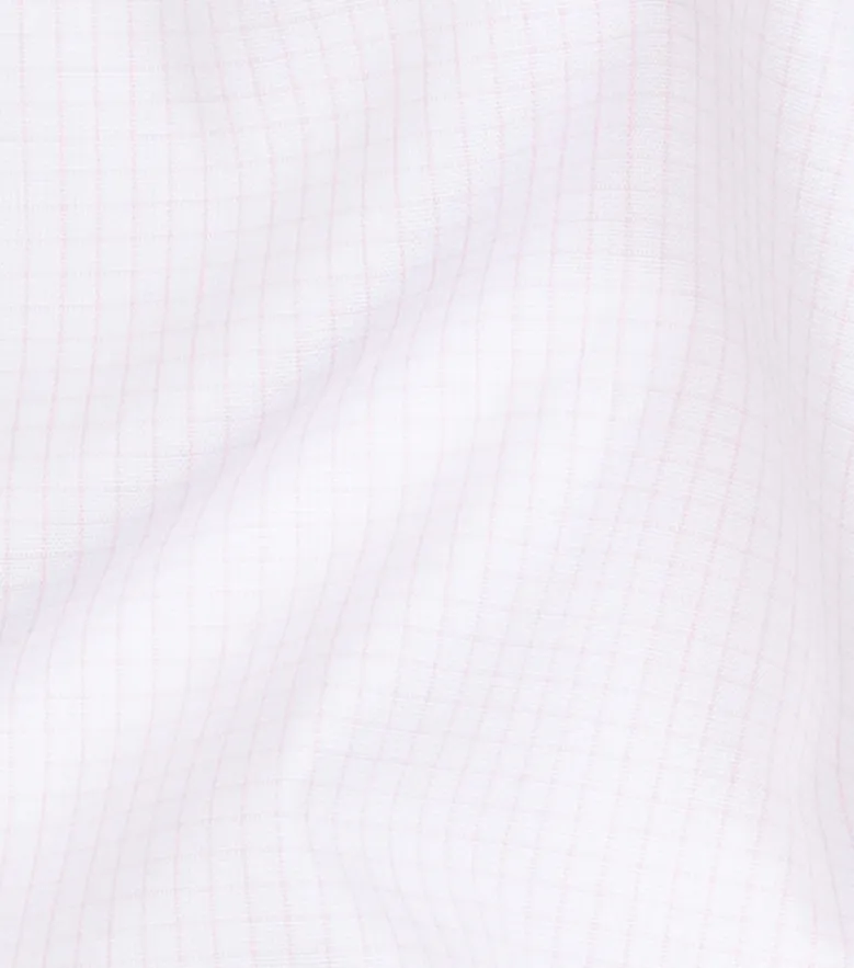 Chemise en popeline à carreaux rose pâle facile à repasser