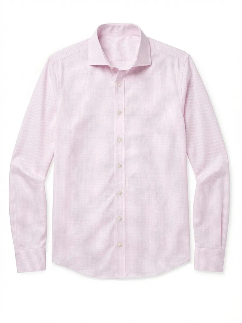 Chemise en popeline à carreaux rose pâle facile à repasser