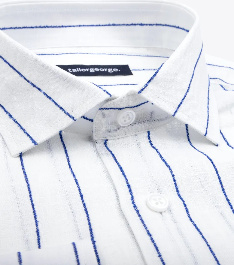 Chemise en lin à rayures bleues