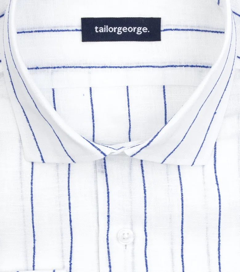 Chemise en lin à rayures bleues
