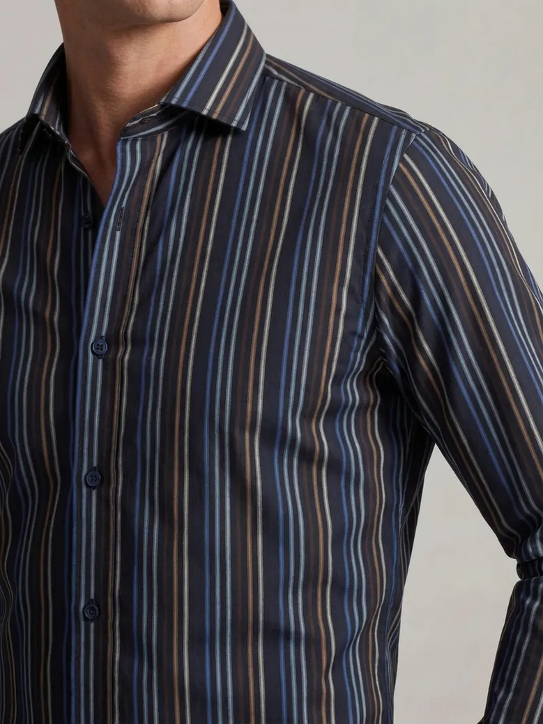Chemise en popeline à rayures noires