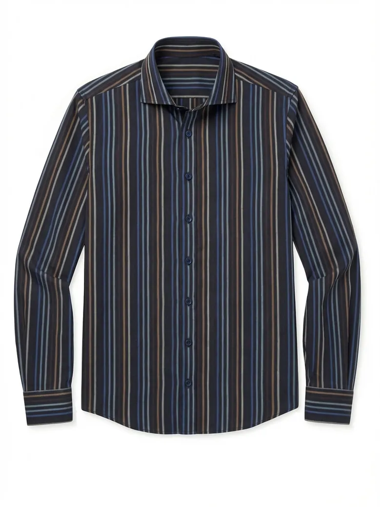 Chemise en popeline à rayures noires