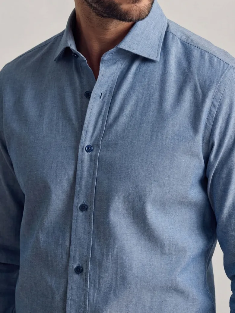 Chemise en Chambray bleu Indigo