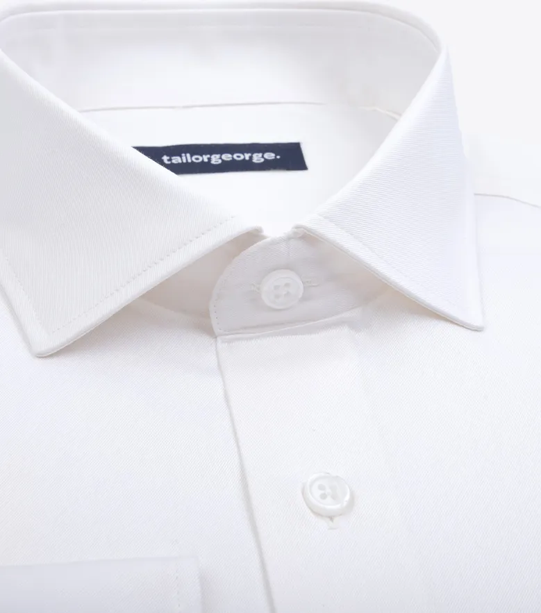 Chemise en twill uni blanc ivoire facile à repasser
