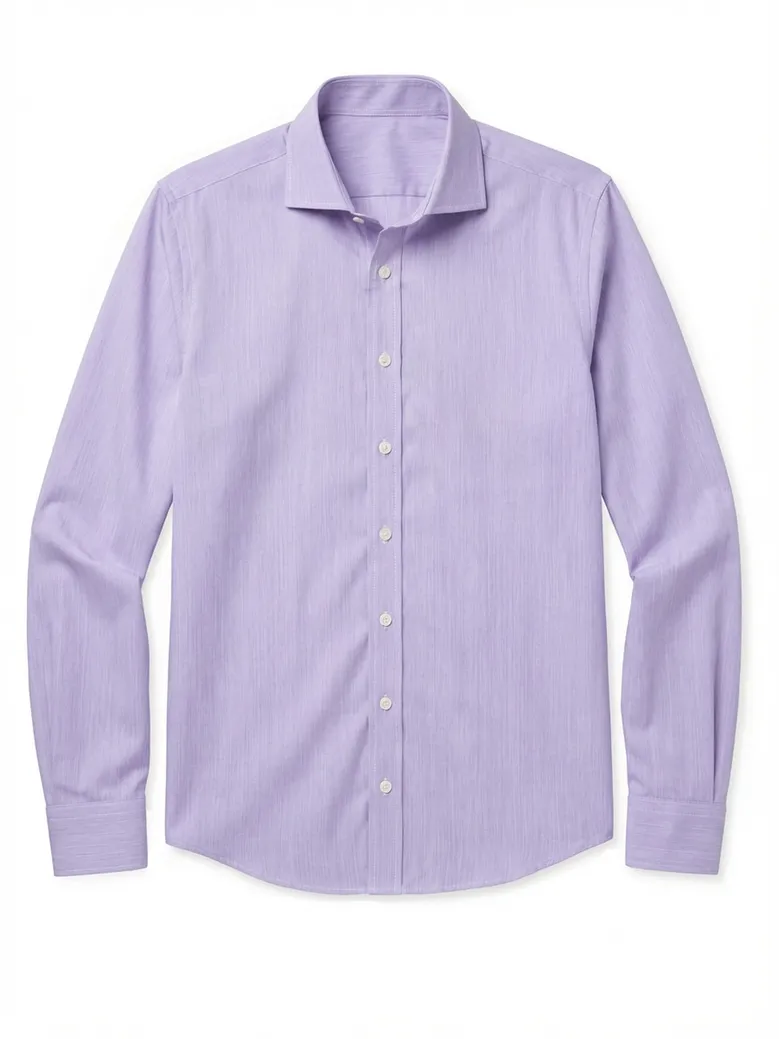 Chemise en fil-à-fil uni mauve facile à repasser