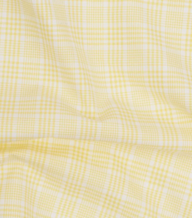 Chemise en popeline à carreaux prince de galles jaunes facile à repasser