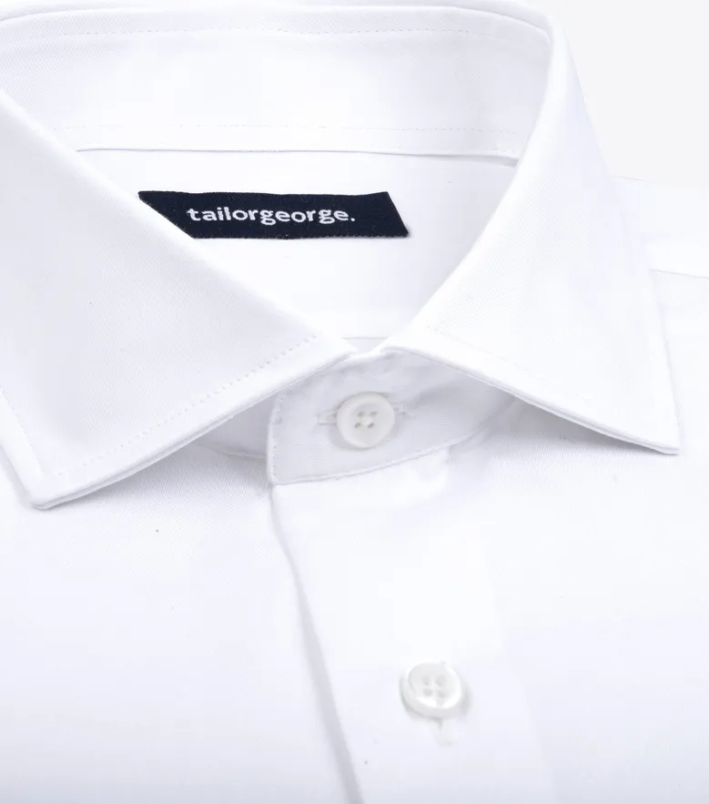 Chemise en twill uni blanc infroissable