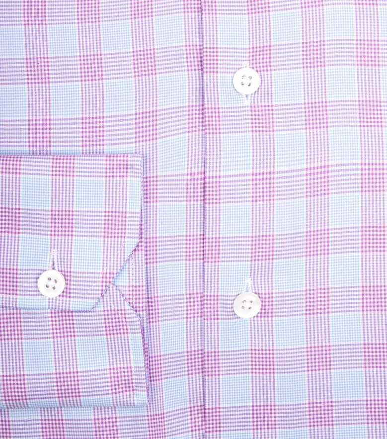 Chemise en popeline à carreaux mauves et bleus facile à repasser
