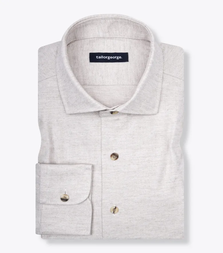 Chemise en flanelle beige uni