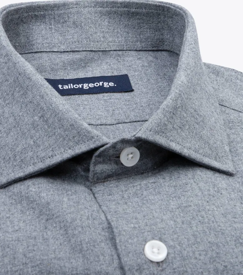 Chemise en flanelle gris uni