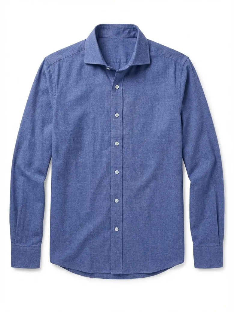 Chemise en flanelle bleu uni