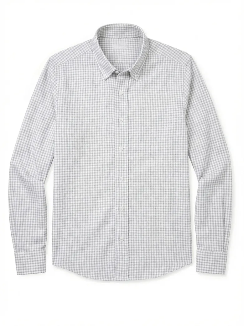Chemise en flanelle à petits carreaux gris