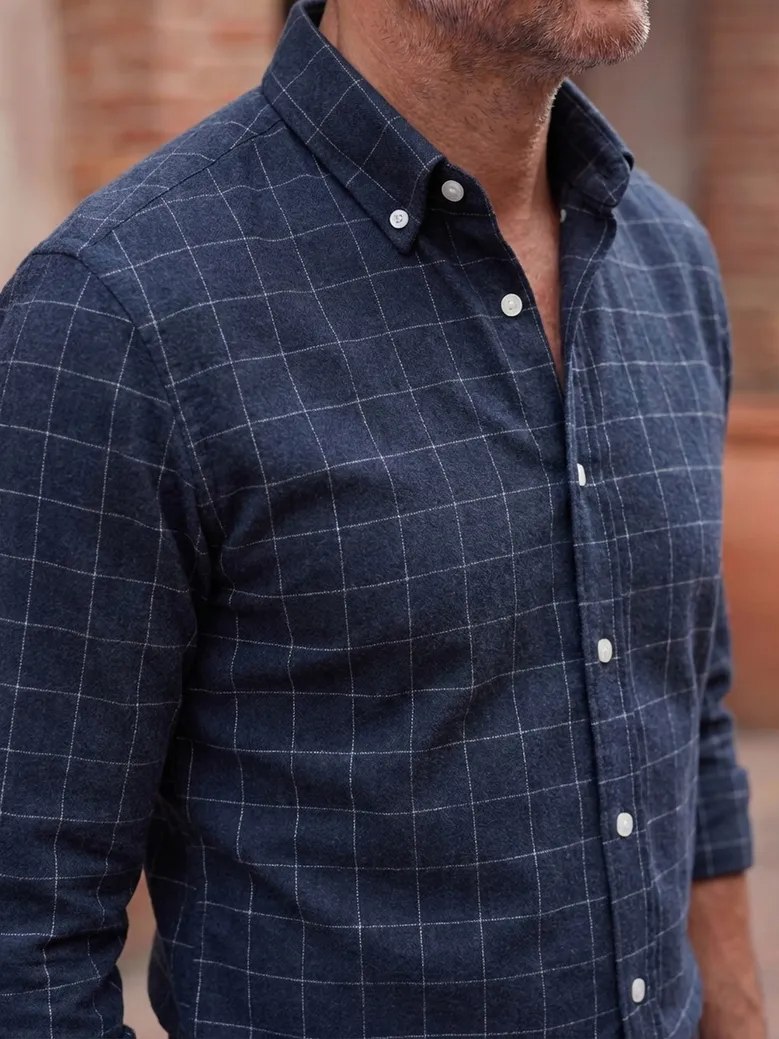 Chemise en flanelle à grands carreaux bleus
