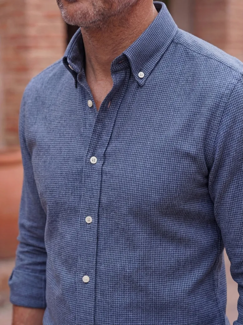 Chemise en flanelle à mini-carreaux bleus