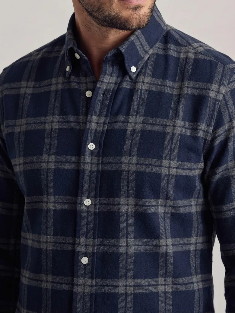 Chemise en flanelle épaisse tartan bleu et gris