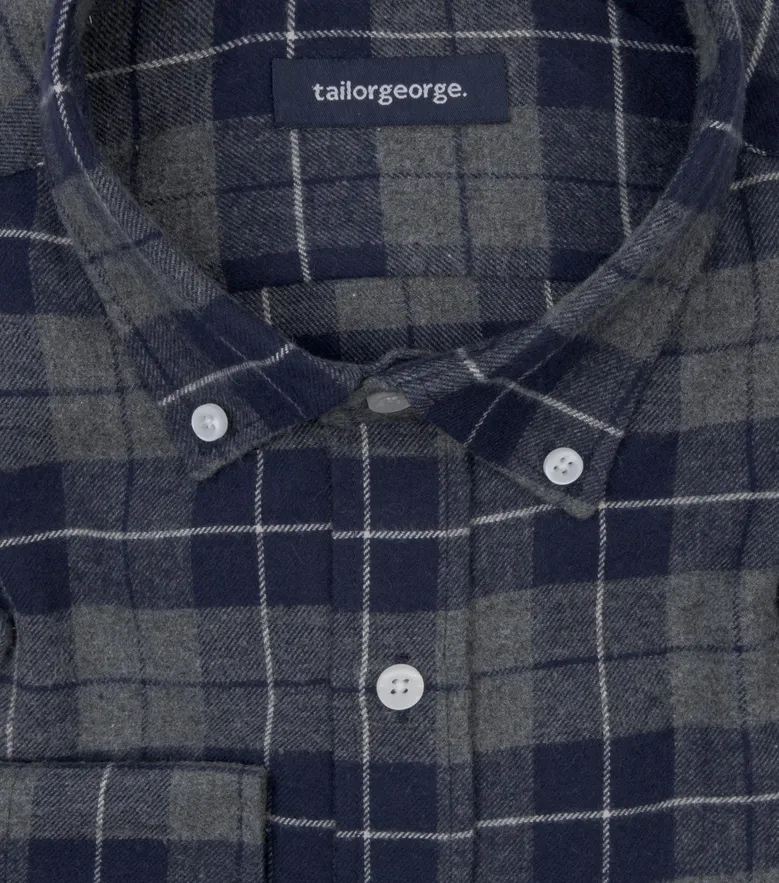 Chemise en Flanelle épaisse tartan bleu et gris