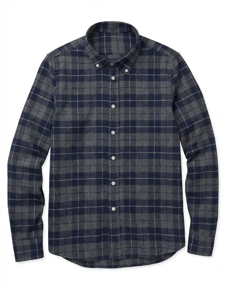 Chemise en Flanelle épaisse tartan bleu et gris