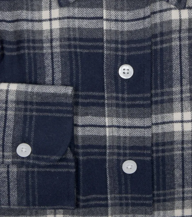 Chemise en flanelle épaisse tartan bleu