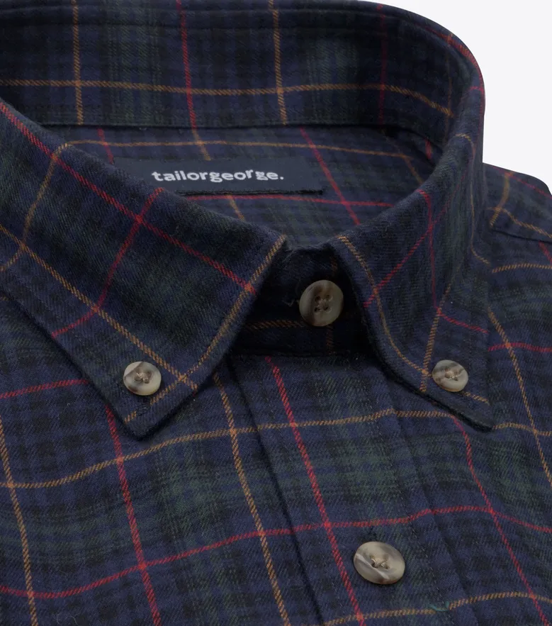 Chemise en flanelle épaisse tartan vert et bleu