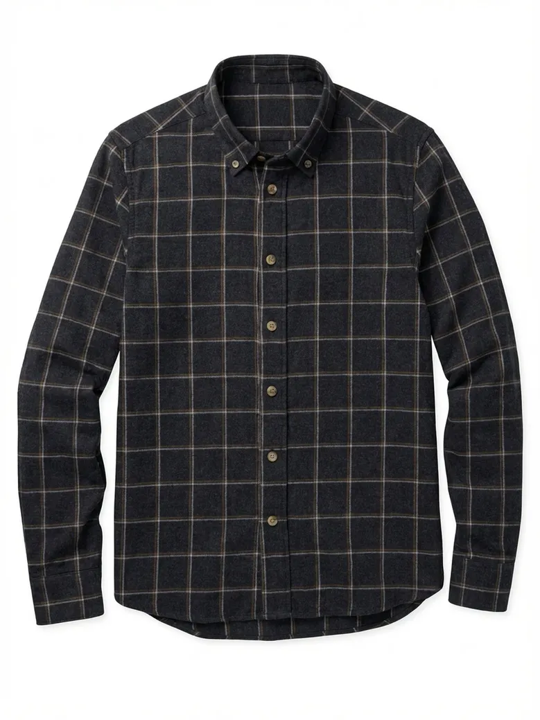 Chemise en flanelle à carreaux gris foncé