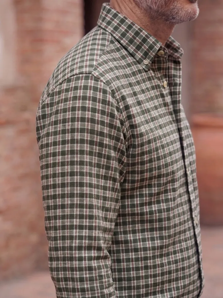 Chemise en flanelle à carreaux vert