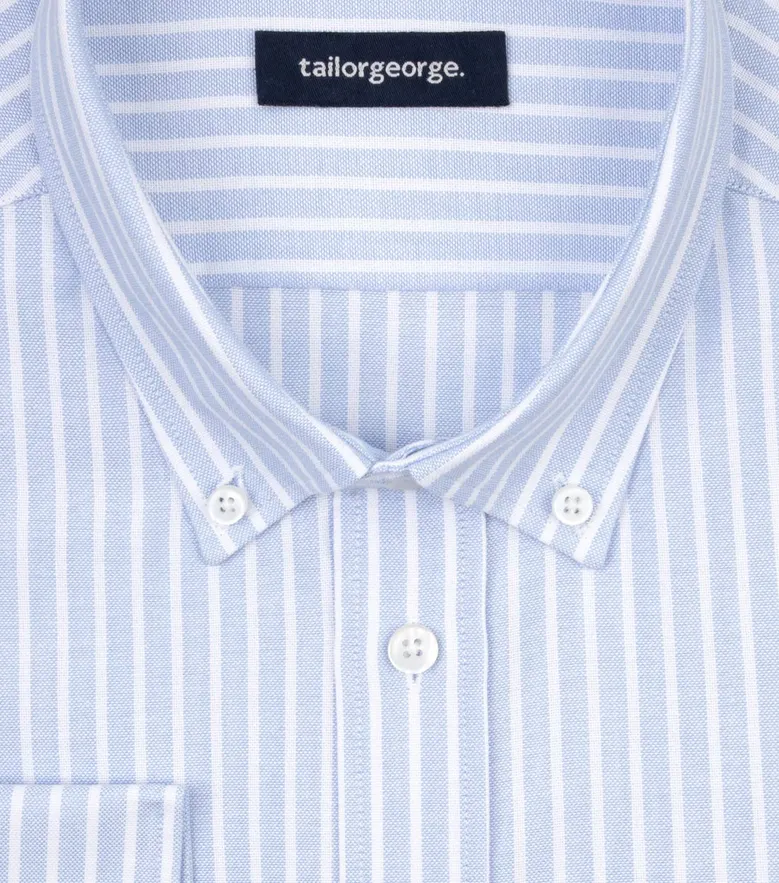 Chemise en Oxford à rayures bleu ciel