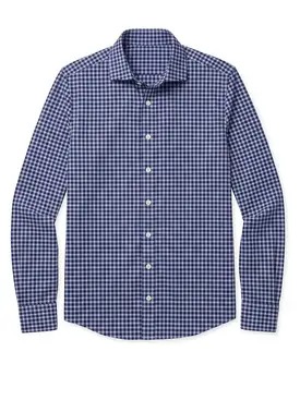 Chemise en twill à carreaux bleus